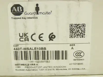 Allen Bradley 440T-MSALE10BB Guardmaster Trapped Key Interlock Switch With Key