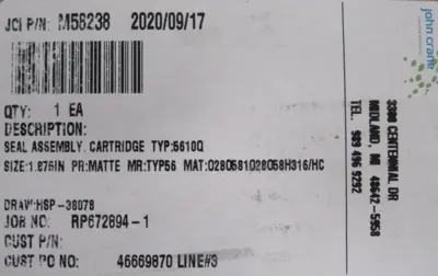 NEW JOHN CRANE M58238 CARTRIDGE SEAL ASSEMBLY 5610Q 1.875" MATT TYP56
