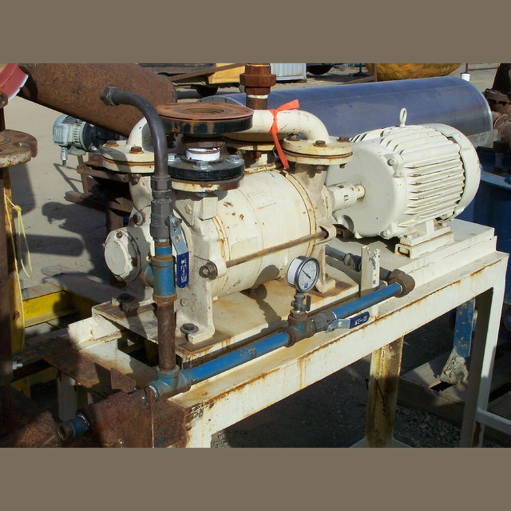 Travaini Vacuum Pump. 1.5 in. Mounted on Common Frame. Driven by 10 HP Motor.