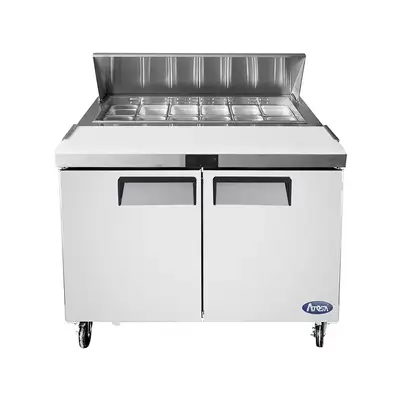 New | in-Stock Atosa New Atosa MSF8302GR 48" Sandwich Prep. Table with (12) 6" Deep Poly Pans Food Prep Tables Illinois US | Falcon Restaurant Supply #1375376