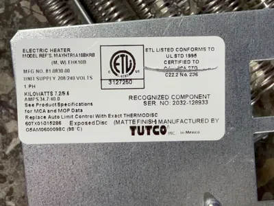 New | in-Stock TUTCO MAYHTR1 A10BKRB Heat Treating Units Ohio US | HGR 24 #1175344