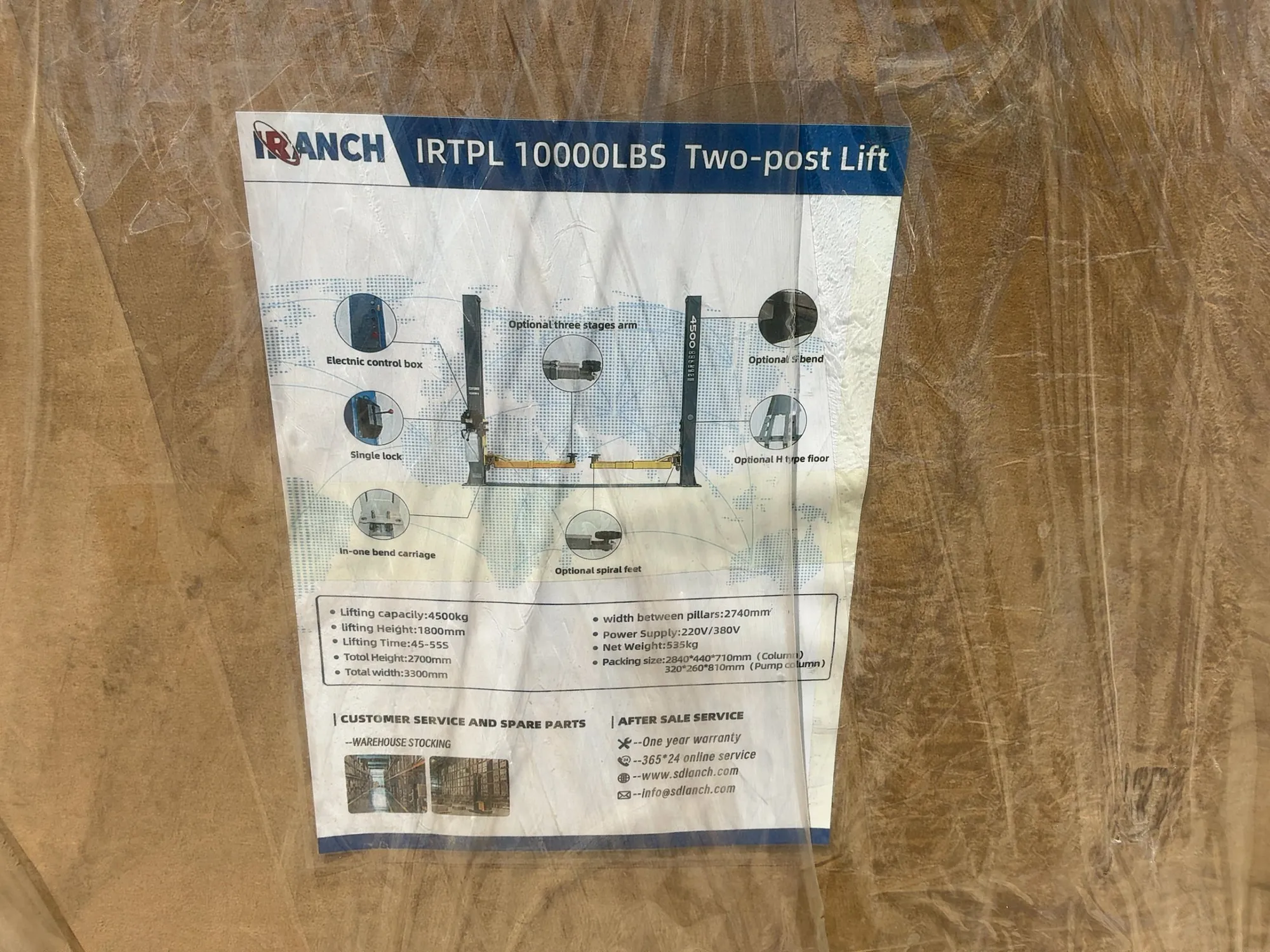 New SDLANCH Model IRTPL Two Post Lift, 4500 KG Lifting Capacity, 1800mm Lifting Height, 220/380 Volt...