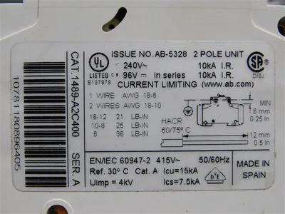 Lot of 4 Allen Bradley 1489-A2C400 Miniature Circuit Breakers 40A 240VAC Used