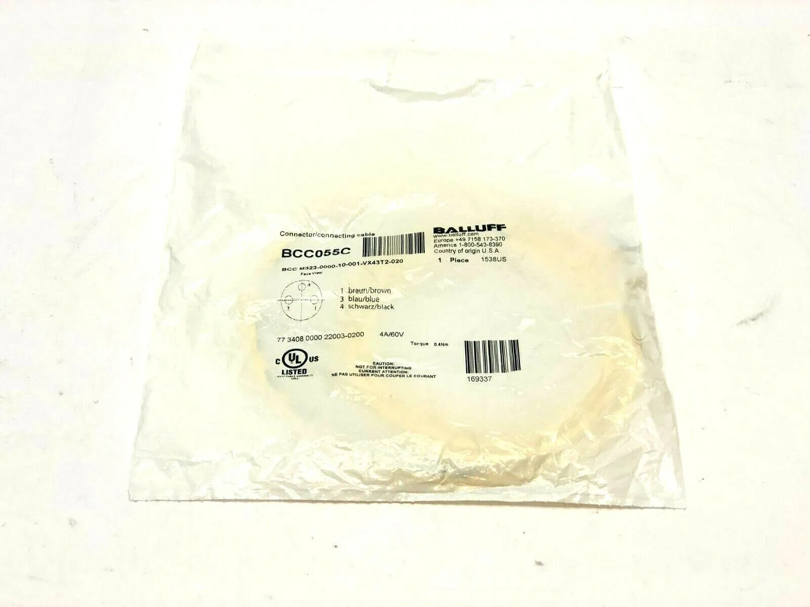 NEW BALLUFF SINGLE-ENDED CORDSET