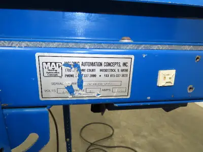 MAC 22"x 87" Belt Conveyor On Casters 20" Belt 90VDC 1PH 1-42FPM Chain Drive