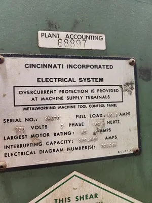 1988 CINCINNATI INC 500X10FT Power Squaring Shears | Mohawk Machinery (9)