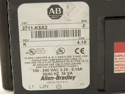 Allen Bradley 2711-K5A2 PanelView 550 HMI Control Terminal Ser F Rev K FRN 4.10