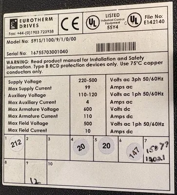 Eurotherm Drives 591S/1100/9/1/0/00 Variable Speed Drives | ESS Industrial Equipment Sales (9)
