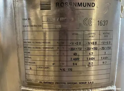 Used ROSENMUND RGFD 0.05- Nutsche Filters Illinois US | Aaron Equipment #84962