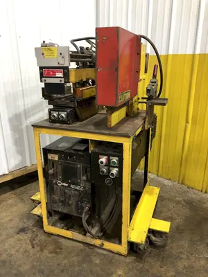 10" x .080" COIL JOINING TECH SHEAR BUTT END WELDER WITH MILLER ECONO TWIN HF WELDER: STOCK #19064