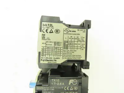 Fuji SK12L Motor Starter Contactor 5.5kW 600V TK12W & Thermal Overload 1.7-2.6A