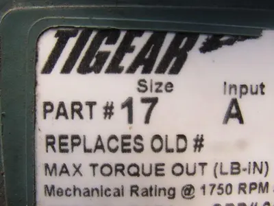 Dodge Tigear #17 1/2Hp Gear Motor Speed Reducer 26:1 Ratio W/Brake