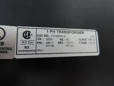 Rex Power Magnetics Stepdown Transformer 3kva 1Ph HV480 - LV120