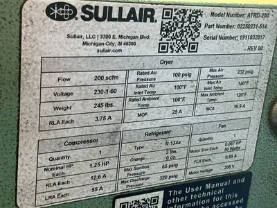 Used SULLAIR ATRD200 Miscellaneous MRO Ohio US | HGR 24 #1404491