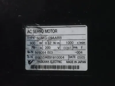 Used 2005 YASKAWA ELECTRIC SGMG09AABB Servo Motors | HGR 24 #730919