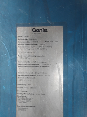USED 2015 Genie Z-62/40