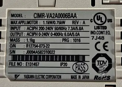 USED Yaskawa Yaskawa CIMR-VA2A0006BAA