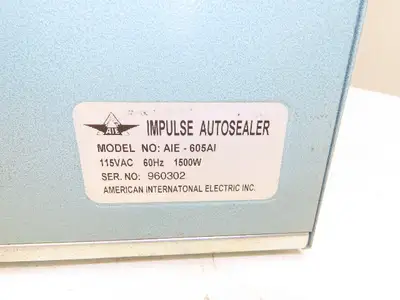 AIE-605A1 24" Foot Pedal Operated Impulse AutoSealer 115VAC 60Hz 1500 Watt *Read