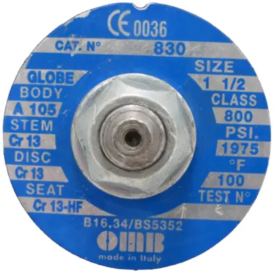 NEW OMB 830 SOCKET WELD GLOBE VALVE 1-1/2"-800