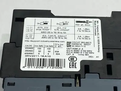 3RV2011-1KA10 | Siemens  Motor Protector Circuit Breaker 9-12.5A - Used