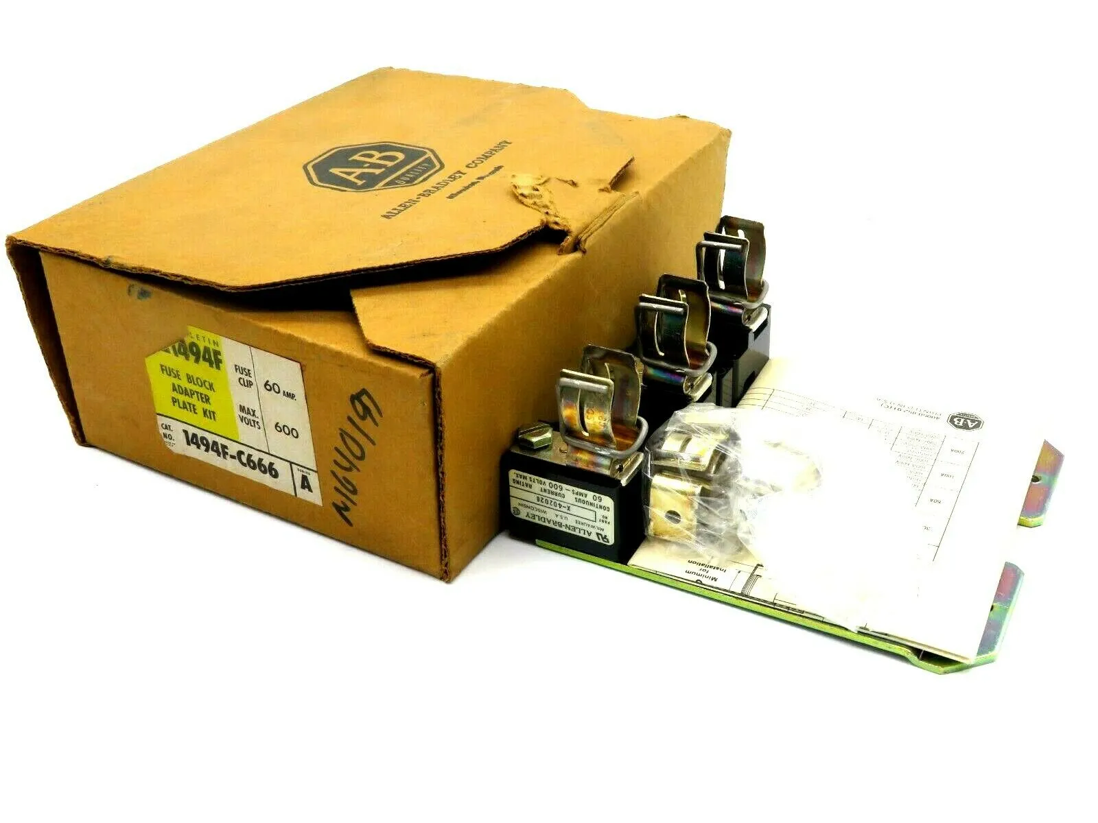 NEW ALLEN BRADLEY 1494F-C666 FUSE BLOCK ADAPTER PLATE KIT 60AMP 600V 1494FC666