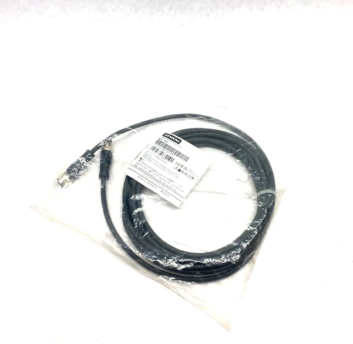 NEW SIEMENS SIMATIC RF MV PLUG-IN CABLE M12/M TO M12/F, 5M LENGTH