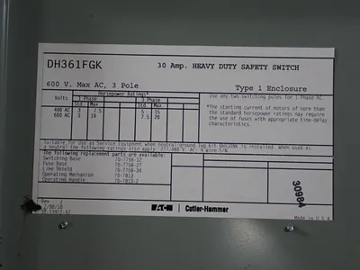 Eaton 30 A Heavy Duty Switch