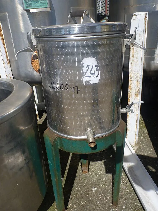 50 Litre Stainless Steel Vertical Storage Tank 395mm dia x 500mm straight side