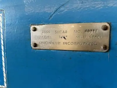 3/8" x 10' CINCINNATI Power Squaring Shear, Model 2510