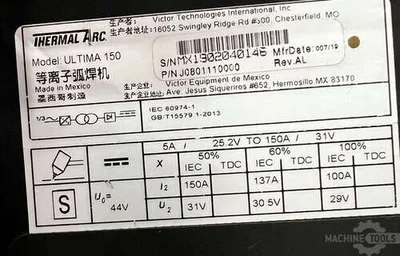 Used 2019 THERMAL ARC ULTIMA 150 Plasma Welders Illinois US | Perfection Global, LLC. #1340169