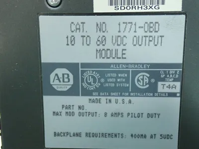 Used ALLEN BRADLEY 1771OBD PLC Input & Output Ohio US | HGR 24 #879922