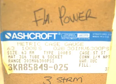 NEW ASHCROFT 63-1008-S-02B-30 IMV GAUGE 631008S02B30