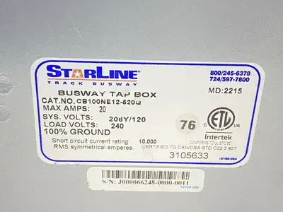 Used StarLine Busway Tap Box 20A 240V Electrical Panels Michigan US | Maverick Industrial Sales #1401504