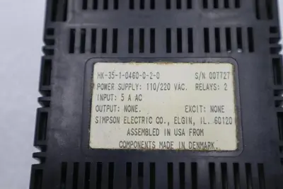 SIMPSON HK-35-1-0460-0-2-0 PANEL METER 5AAC RELAYS: 2 STOCK L-455C