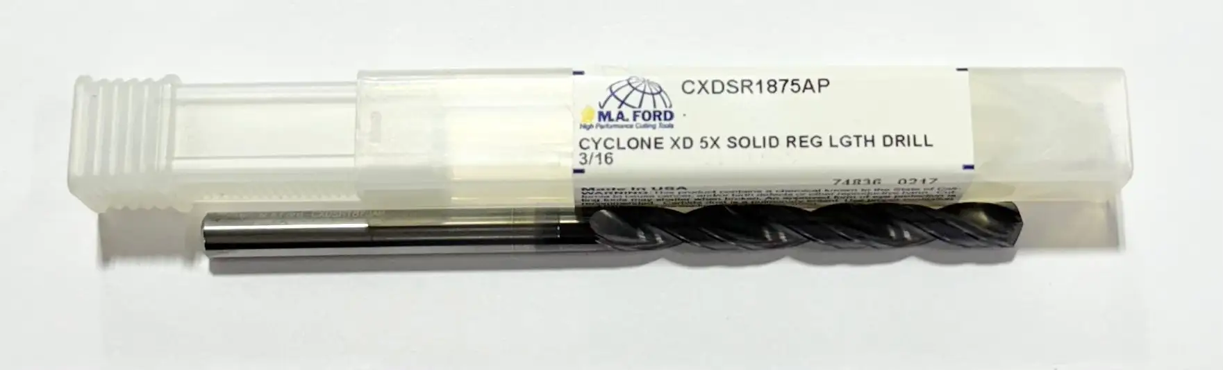 M.A. Ford 3/16" Solid Carbide Drill 5X Coolant Fed Double Margin Altima Plus