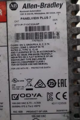 Allen Bradley 2711P-T10C22A9P /A PanelView Plus Color Screen STOCK #5666CC