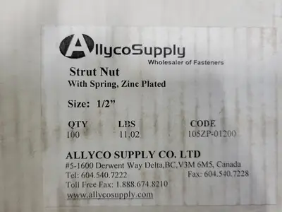 1/2" Strut Nut w/ Spring (Box of 76)