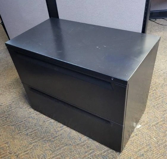 Two-Drawer Filing Cabinet - 35.5 x 19.5 x 27 in - Black