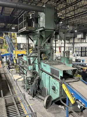 27.5" X 18" X 2 WHEEL GOFF MODEL #WM27.5-2-40 WIRE MESH BELT PASS THROUGH SHOT BLASTER, NEW 2008: STOCK #21932