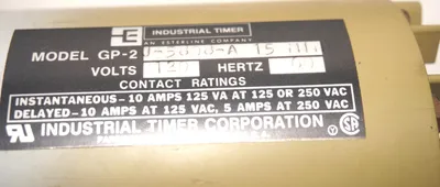 NEW INDUSTRIAL TIMER CO. GP-2 TIMER GP-2J-5808-A 120V 60 HZ. GP2