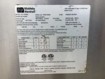 152-0801 Middleby Marshall Natural Gas Pizza Conveyor Oven PS638 WOW2
