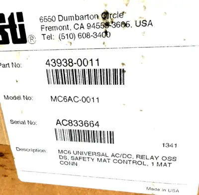 NEW STI MC6AC-0011 SAFETY CONTROLLER 43938-0011 MC60C0011