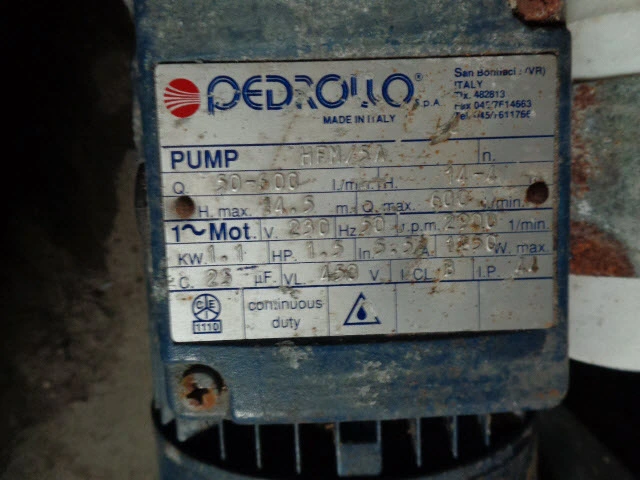 385 LPM Pedrollo M/S Centrifugal Pump  1.1kw Type HFM / 5A