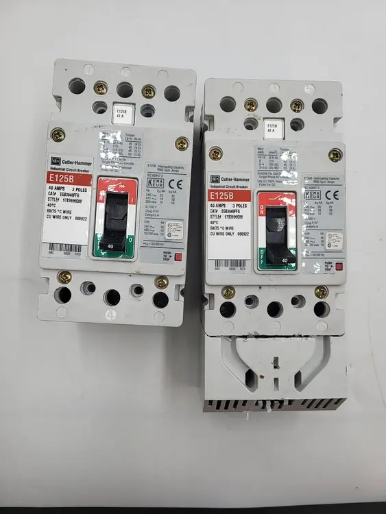 Used CUTLER HAMMER CUTLER HAMMER E125B 40 AMPS 3 POLES BREAKER EGB3040FFG Circuit Breakers | ND Industrial Surplus #1217248