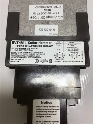 EATON CUTLER HAMMER D26MR802 TYPE M LATCHED RELAY SERIES A3