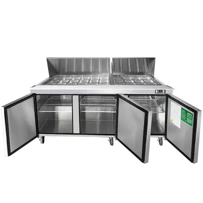 New | in-Stock Atosa New Atosa MSF8308GR — 72″ Refrigerated Mega Top Sandwich Prep. Table 115V Food Prep Tables Illinois US | Falcon Restaurant Supply #1375673