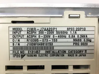 Used YASKAWA CIMR-J7AA20P1 Variable Speed Drives Michigan US | Ideal Machinery #1317023
