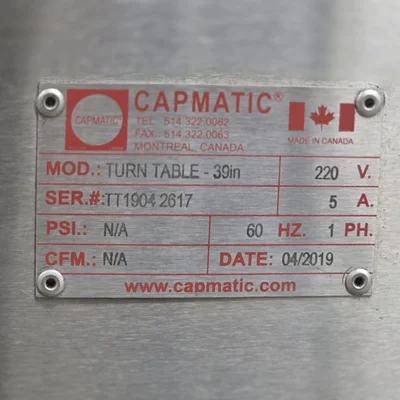 CAPMATIC ACUMILATION TABLE 39 INCH, TURN TABLE STAINLESS STEEL # 109