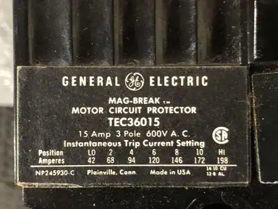 Used GENERAL ELECTRIC TEC36015 Switchgears British Columbia CA | Lenmark #241035