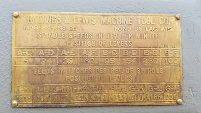 USED 1941 GIDDINGS & LEWIS #25RT